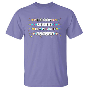 Happy First Day Of School T Shirt Student Teacher Bracelet Retro Groove TS11 Violet Print Your Wear