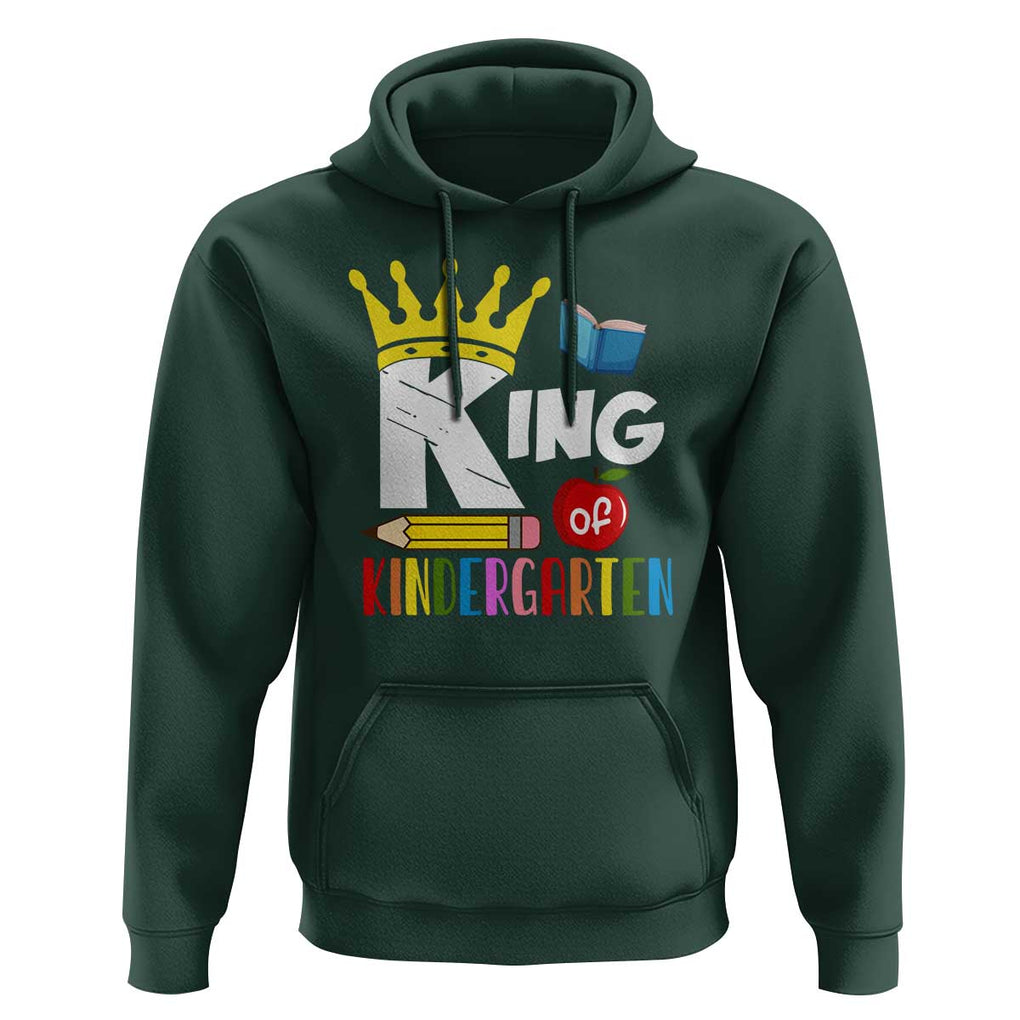 King Of Kindergarten Hoodie Back To School Crown Apple Pen Book TS11 Dark Forest Green Print Your Wear