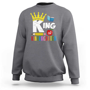 King Of Kindergarten Sweatshirt Back To School Crown Apple Pen Book TS11 Charcoal Print Your Wear