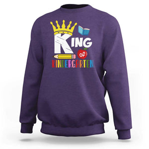 King Of Kindergarten Sweatshirt Back To School Crown Apple Pen Book TS11 Purple Print Your Wear