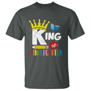 King Of Kindergarten T Shirt Back To School Crown Apple Pen Book TS11 Dark Heather Print Your Wear