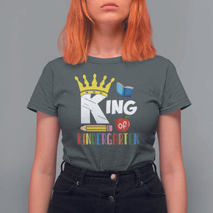 King Of Kindergarten T Shirt For Women Back To School Crown Apple Pen Book TS11 Dark Heather Print Your Wear