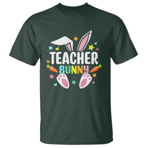 Teacher Bunny T Shirt Rabbit Ears Easter Day Carrot Star Heart TS11 Dark Forest Green Print Your Wear