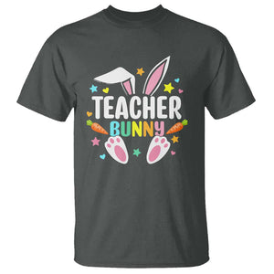 Teacher Bunny T Shirt Rabbit Ears Easter Day Carrot Star Heart TS11 Dark Heather Print Your Wear