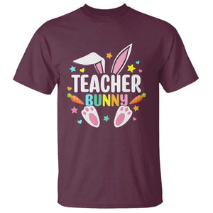 Teacher Bunny T Shirt Rabbit Ears Easter Day Carrot Star Heart TS11 Maroon Print Your Wear