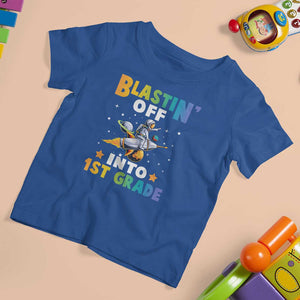 Funny Back To School Space T Shirt For Kid Blastin' Off Into 1st Grade Astronaut Rocket TS11 Royal Blue Print Your Wear