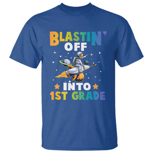 Funny Back To School Space T Shirt Blastin' Off Into 1st Grade Astronaut Rocket TS11 Royal Blue Print Your Wear