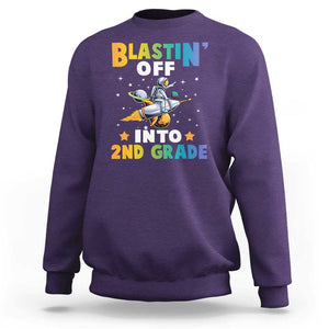 Funny Back To School Space Sweatshirt Blastin' Off Into 2nd Grade Astronaut Rocket TS11 Purple Print Your Wear