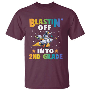 Funny Back To School Space T Shirt Blastin' Off Into 2nd Grade Astronaut Rocket TS11 Maroon Print Your Wear