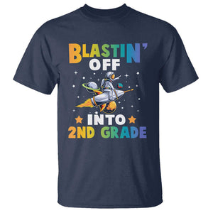 Funny Back To School Space T Shirt Blastin' Off Into 2nd Grade Astronaut Rocket TS11 Navy Print Your Wear