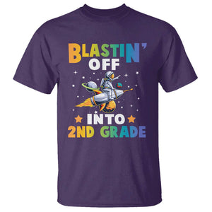 Funny Back To School Space T Shirt Blastin' Off Into 2nd Grade Astronaut Rocket TS11 Purple Print Your Wear