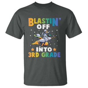 Funny Back To School Space T Shirt Blastin' Off Into 3rd Grade Astronaut Rocket TS11 Dark Heather Print Your Wear