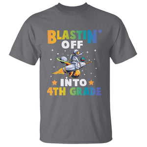 Funny Back To School Space T Shirt Blastin' Off Into 4th Grade Astronaut Rocket TS11 Charcoal Print Your Wear