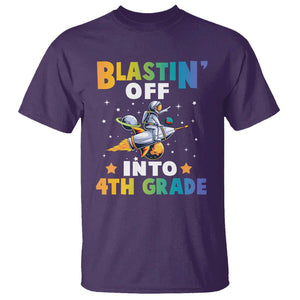 Funny Back To School Space T Shirt Blastin' Off Into 4th Grade Astronaut Rocket TS11 Purple Print Your Wear