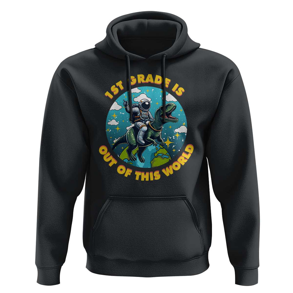 Funny Back To School Space Hoodie 2ND Grade Is Out Of This World Dinosaur Astronaut Planet TS11 Black Print Your Wear