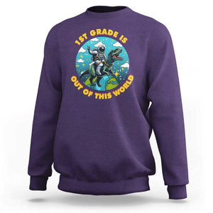 Funny Back To School Space Sweatshirt 2ND Grade Is Out Of This World Dinosaur Astronaut Planet TS11 Purple Print Your Wear