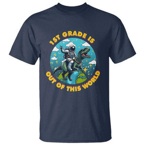 Funny Back To School Space T Shirt 2ND Grade Is Out Of This World Dinosaur Astronaut Planet TS11 Navy Print Your Wear