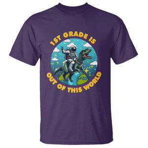 Funny Back To School Space T Shirt 2ND Grade Is Out Of This World Dinosaur Astronaut Planet TS11 Purple Print Your Wear