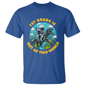 Funny Back To School Space T Shirt 2ND Grade Is Out Of This World Dinosaur Astronaut Planet TS11 Royal Blue Print Your Wear