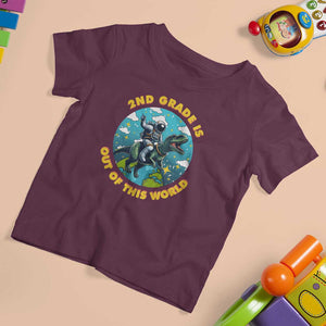 Funny Back To School Space T Shirt For Kid 1ST Grade Is Out Of This World Dinosaur Astronaut Planet TS11 Maroon Print Your Wear