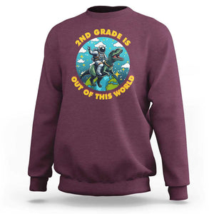 Funny Back To School Space Sweatshirt 1ST Grade Is Out Of This World Dinosaur Astronaut Planet TS11 Maroon Print Your Wear