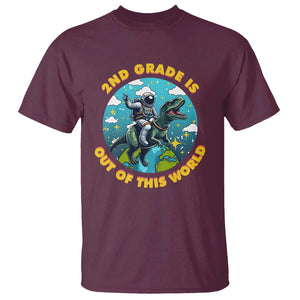 Funny Back To School Space T Shirt 1ST Grade Is Out Of This World Dinosaur Astronaut Planet TS11 Maroon Print Your Wear