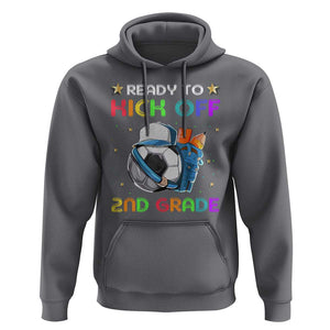 Ready To Kick Off 2nd Grade Hoodie Back To School Soccer Backpacks Ruller Pencil TS11 Charcoal Print Your Wear