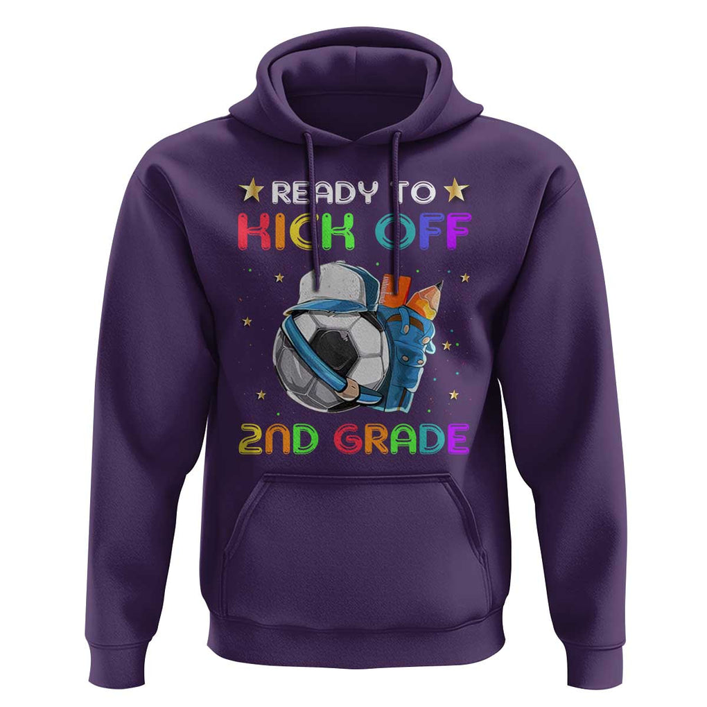 Ready To Kick Off 2nd Grade Hoodie Back To School Soccer Backpacks Ruller Pencil TS11 Purple Print Your Wear