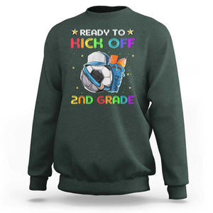 Ready To Kick Off 2nd Grade Sweatshirt Back To School Soccer Backpacks Ruller Pencil TS11 Dark Forest Green Print Your Wear