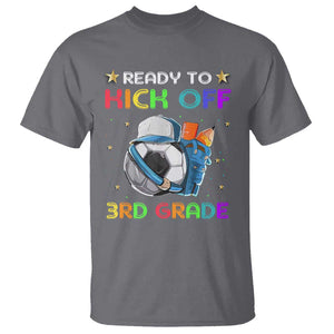 Ready To Kick Off 3rd Grade T Shirt Back To School Soccer Backpacks Ruller Pencil TS11 Charcoal Print Your Wear