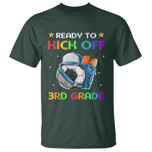 Ready To Kick Off 3rd Grade T Shirt Back To School Soccer Backpacks Ruller Pencil TS11 Dark Forest Green Print Your Wear