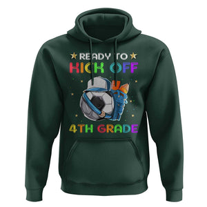 Ready To Kick Off 4th Grade Hoodie Back To School Soccer Backpacks Ruller Pencil TS11 Dark Forest Green Print Your Wear