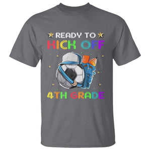 Ready To Kick Off 4th Grade T Shirt Back To School Soccer Backpacks Ruller Pencil TS11 Charcoal Print Your Wear