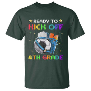 Ready To Kick Off 4th Grade T Shirt Back To School Soccer Backpacks Ruller Pencil TS11 Dark Forest Green Print Your Wear