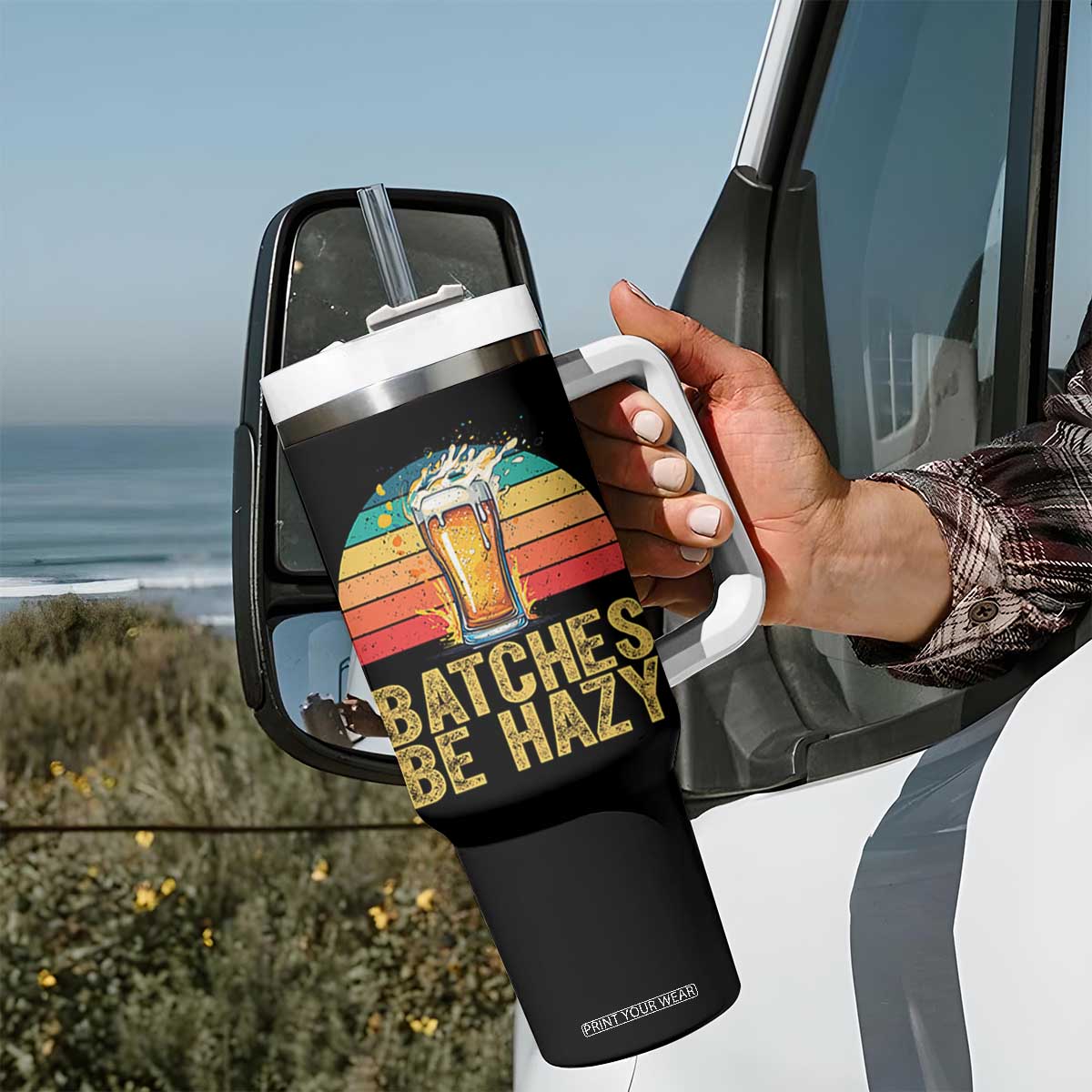 Funny Batches Be Hazy Tumbler With Handle Craft Beer For Home Brewing TS11 Print Your Wear