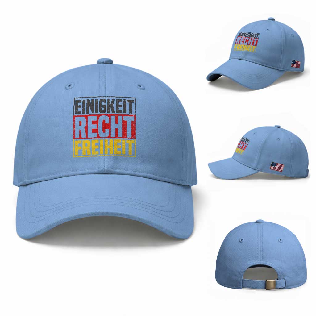 Proud Germany Baseball Cap Einigkeit Recht Freiheit German Flag TS11 Baseball Cap Universal Fit Light Blue Print Your Wear