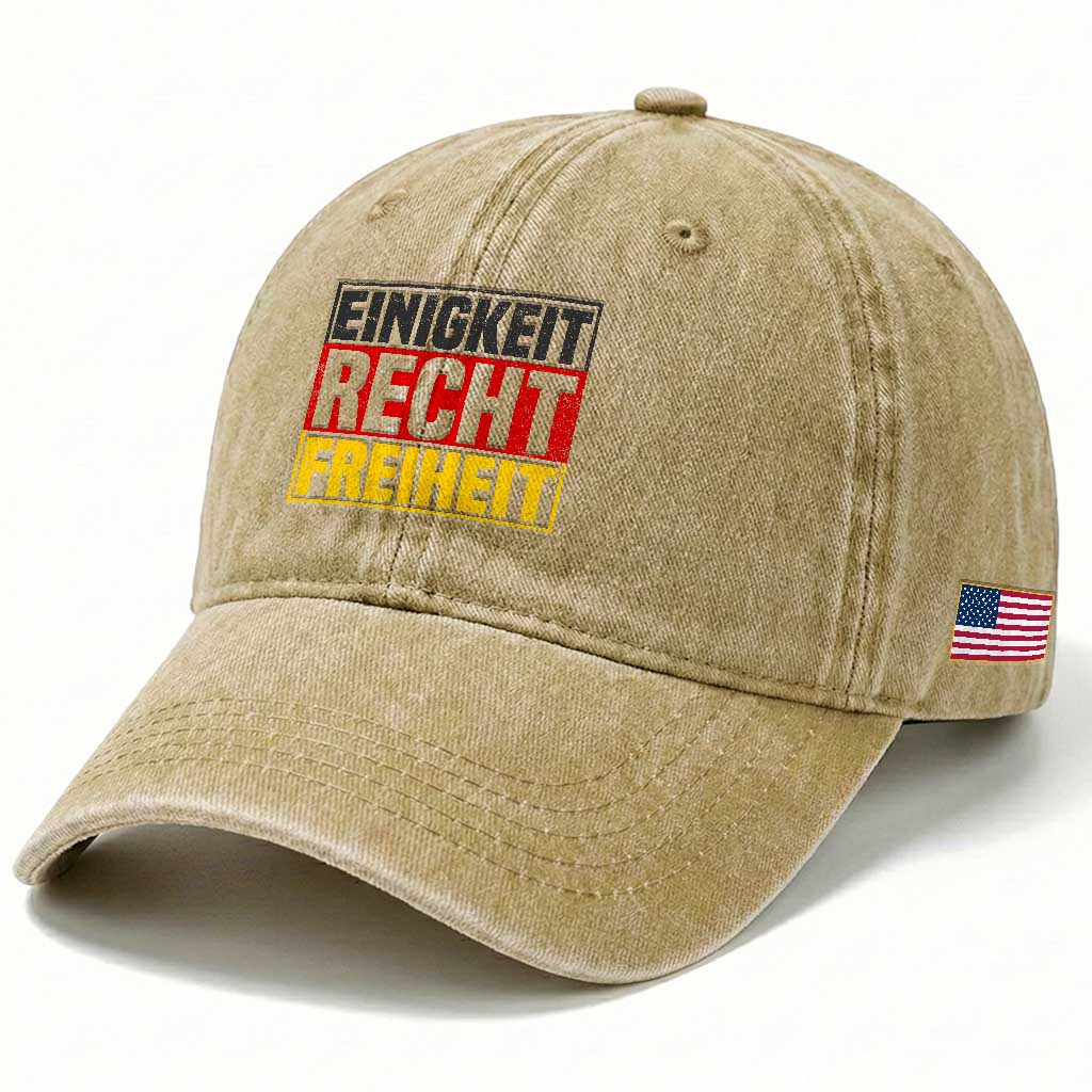 Proud Germany Washed Cotton Baseball Cap Einigkeit Recht Freiheit German Flag TS11 Print Your Wear