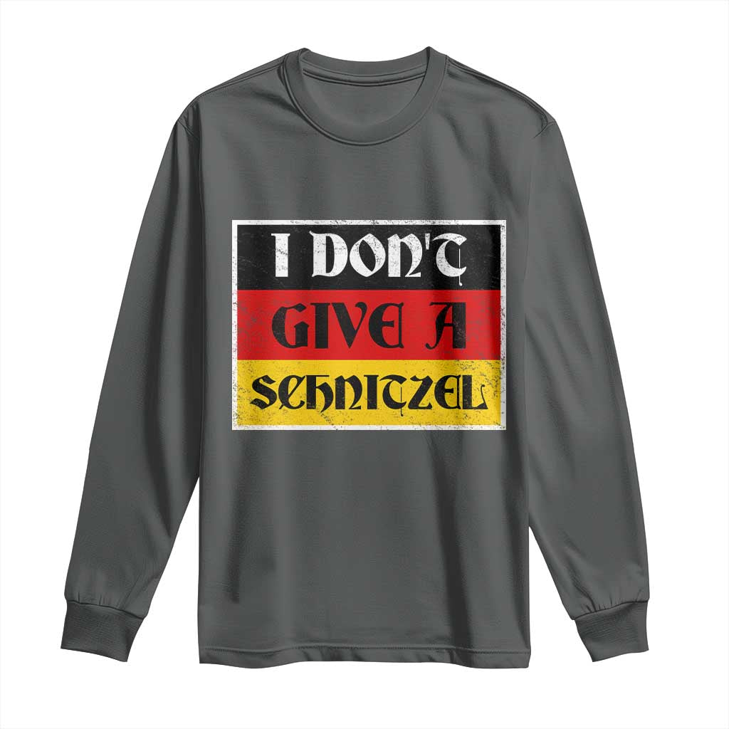 German Beer Drinking Long Sleeve Shirt I Don't Give A Schnitzel Oktoberfest TS11 Dark Heather Print Your Wear