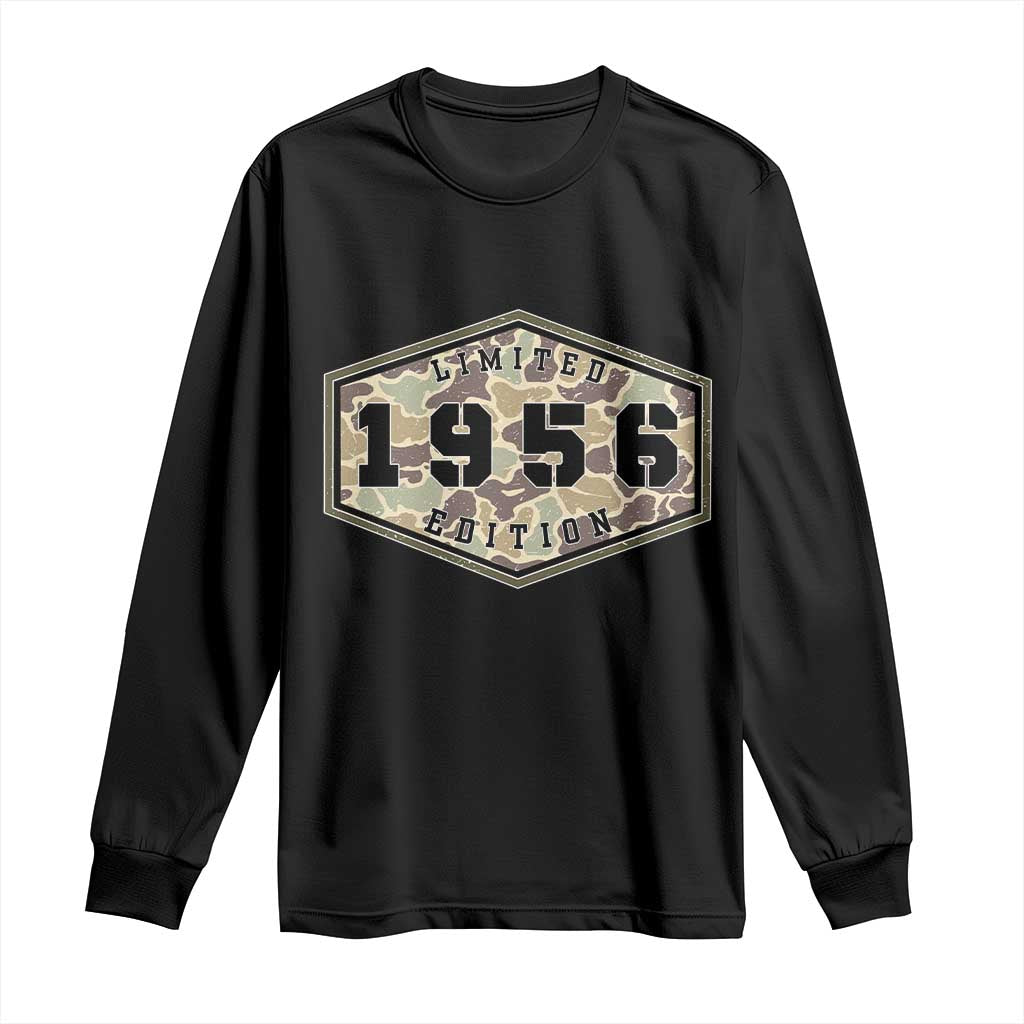 70th Birthday Hunting Long Sleeve Shirt 1956 Limited Edition Vintage Camouflage Gifts For Turning 70 TS11 Black Print Your Wear