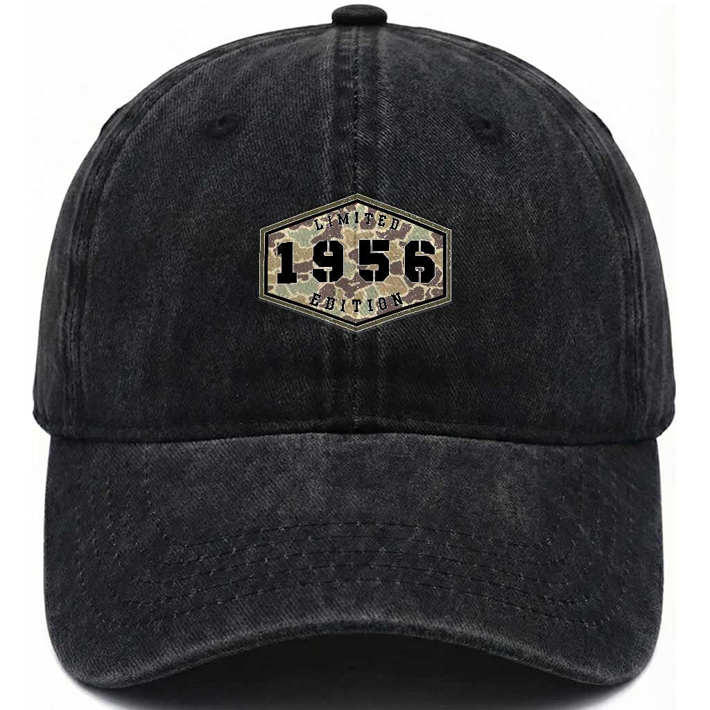 70th Birthday Hunting Washed Cotton Baseball Cap 1956 Limited Edition Vintage Camouflage Gifts For Turning 70 TS11 Print Your Wear