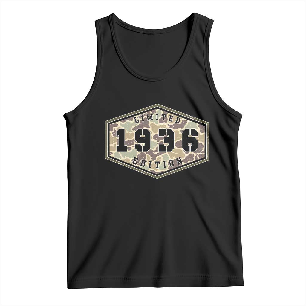 90th Birthday Hunting Tank Top 1936 Limited Edition Vintage Camouflage Gifts For Turning 90 TS11 Black Print Your Wear