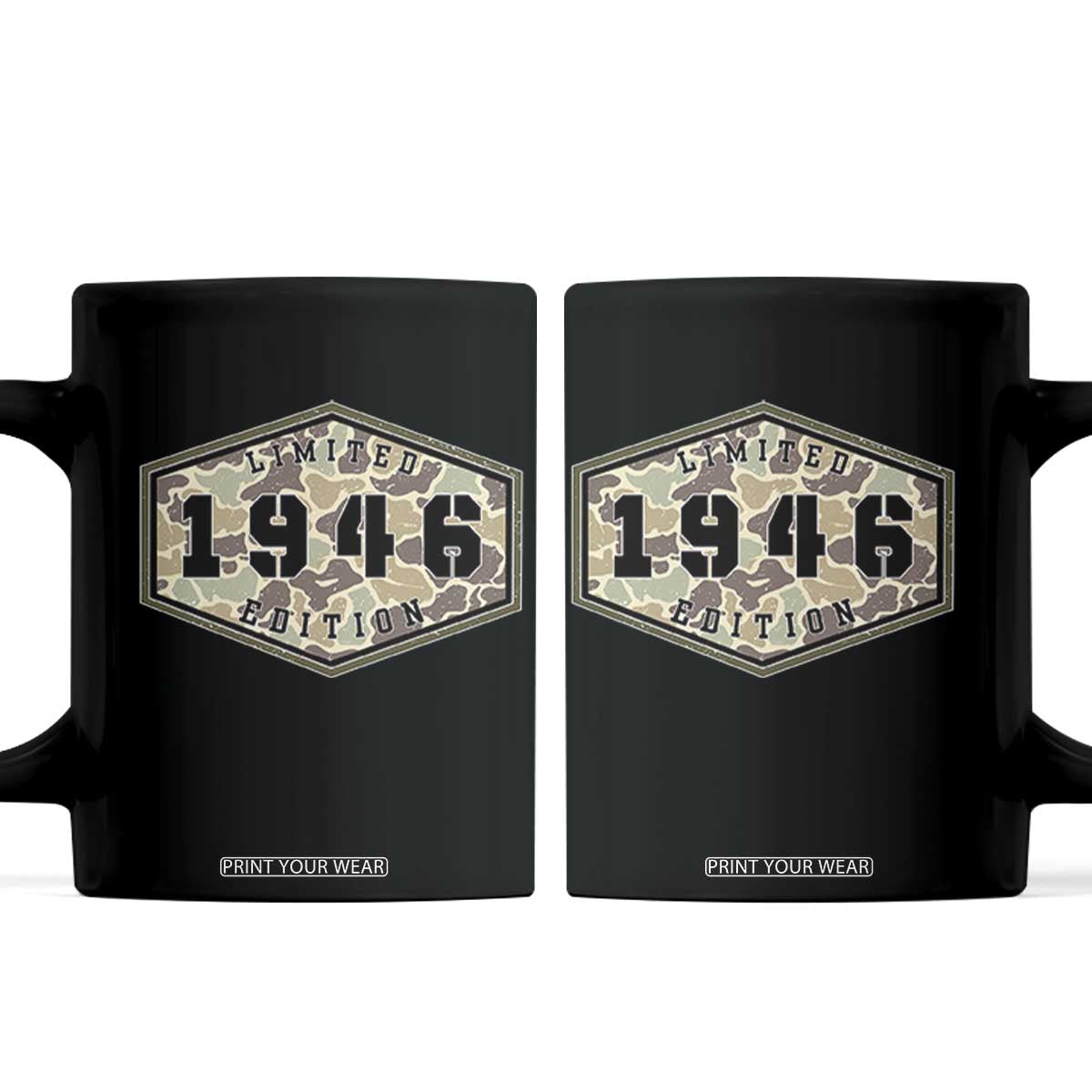 80th Birthday Hunting Coffee Mug 1946 Limited Edition Vintage Camouflage Gifts For Turning 80 TS11 Black Print Your Wear