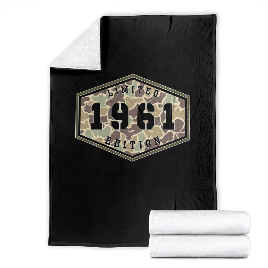 65th Birthday Hunting Throw Blanket 1961 Limited Edition Vintage Camouflage Gifts For Turning 65 TS11 Black Print Your Wear