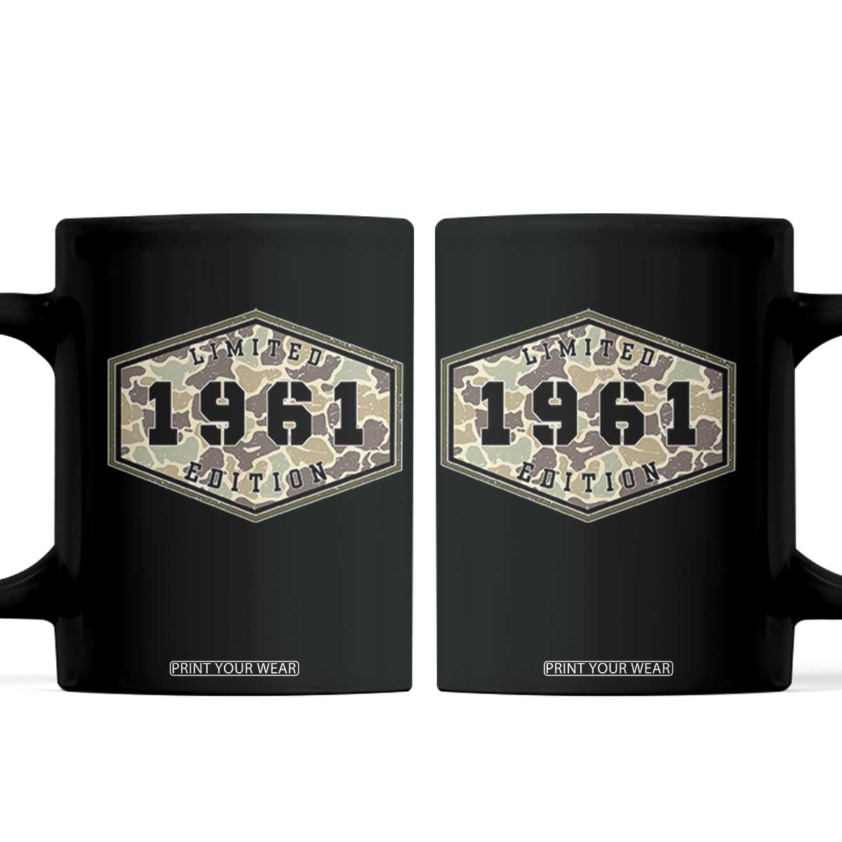65th Birthday Hunting Coffee Mug 1961 Limited Edition Vintage Camouflage Gifts For Turning 65 TS11 Black Print Your Wear