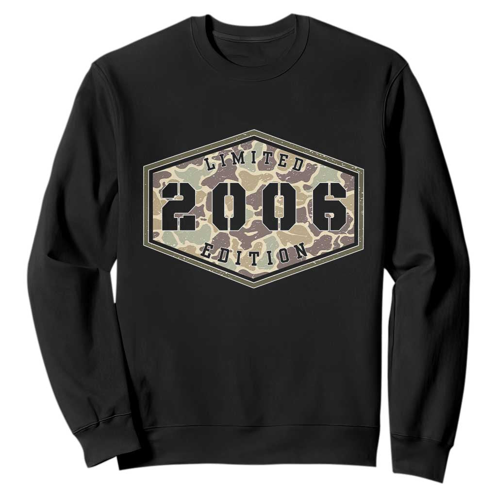 20th Birthday Hunting Sweatshirt 2006 Limited Edition Vintage Camouflage Gifts For Turning 20 TS11 Black Print Your Wear