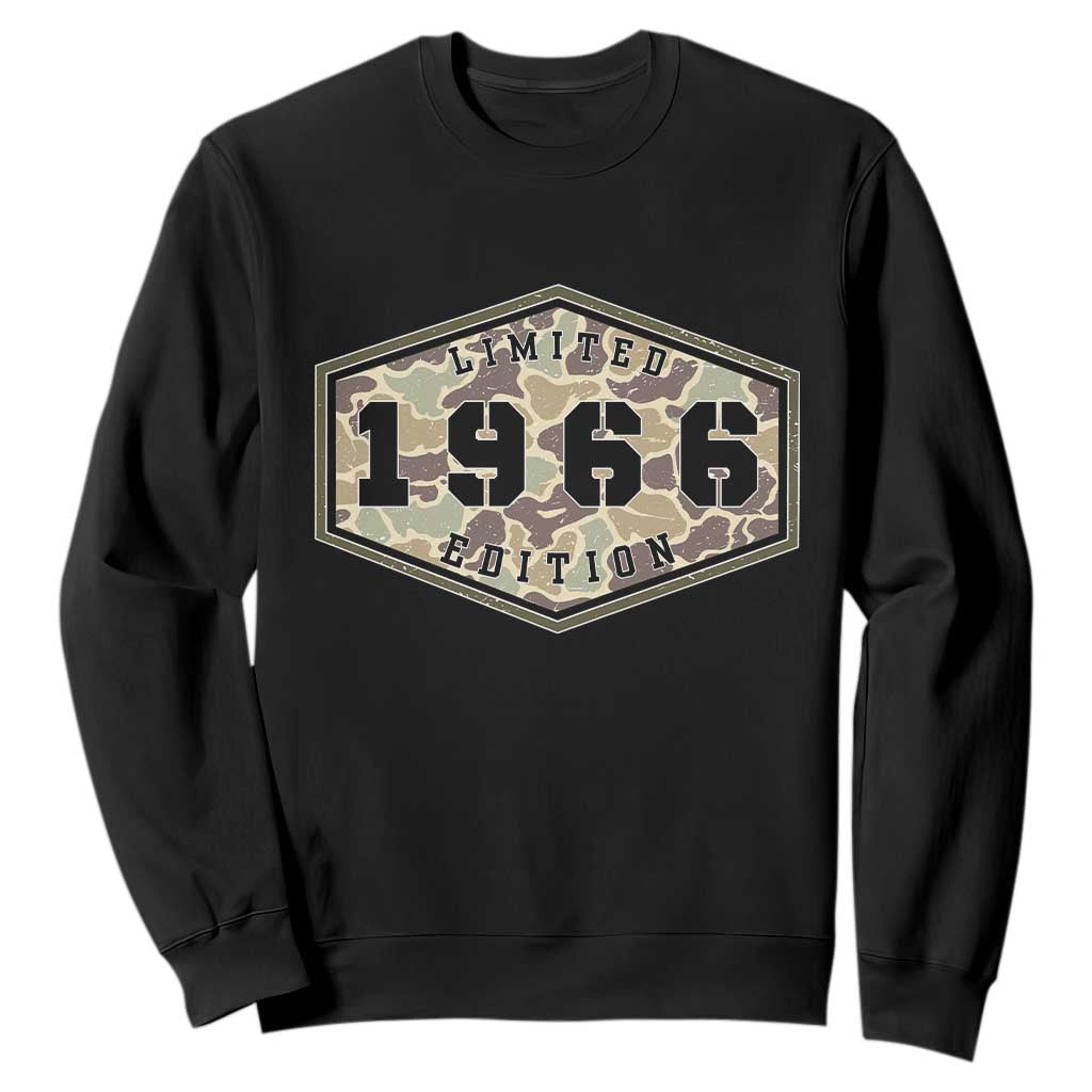 60th Birthday Hunting Sweatshirt 1966 Limited Edition Vintage Camouflage Gifts For Turning 60 TS11 Black Print Your Wear