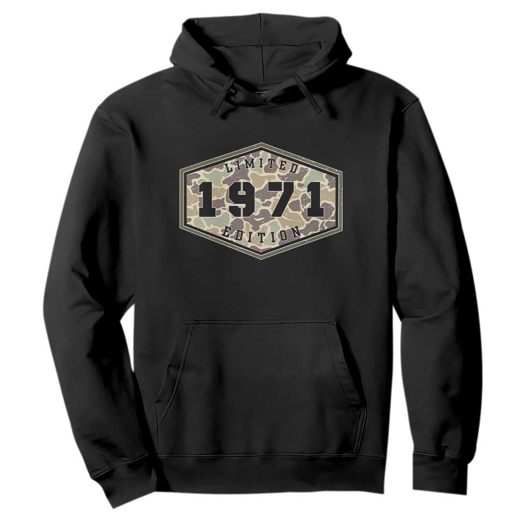 55th Birthday Hunting Hoodie 1971 Limited Edition Vintage Camouflage Gifts For Turning 55 TS11 Black Print Your Wear