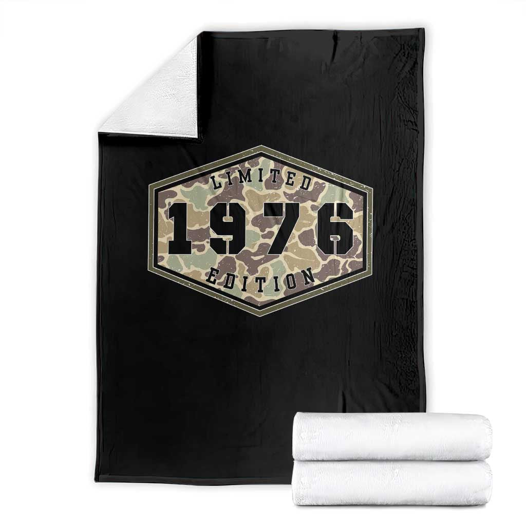 50th Birthday Hunting Throw Blanket 1976 Limited Edition Vintage Camouflage Gifts For Turning 50 TS11 Black Print Your Wear