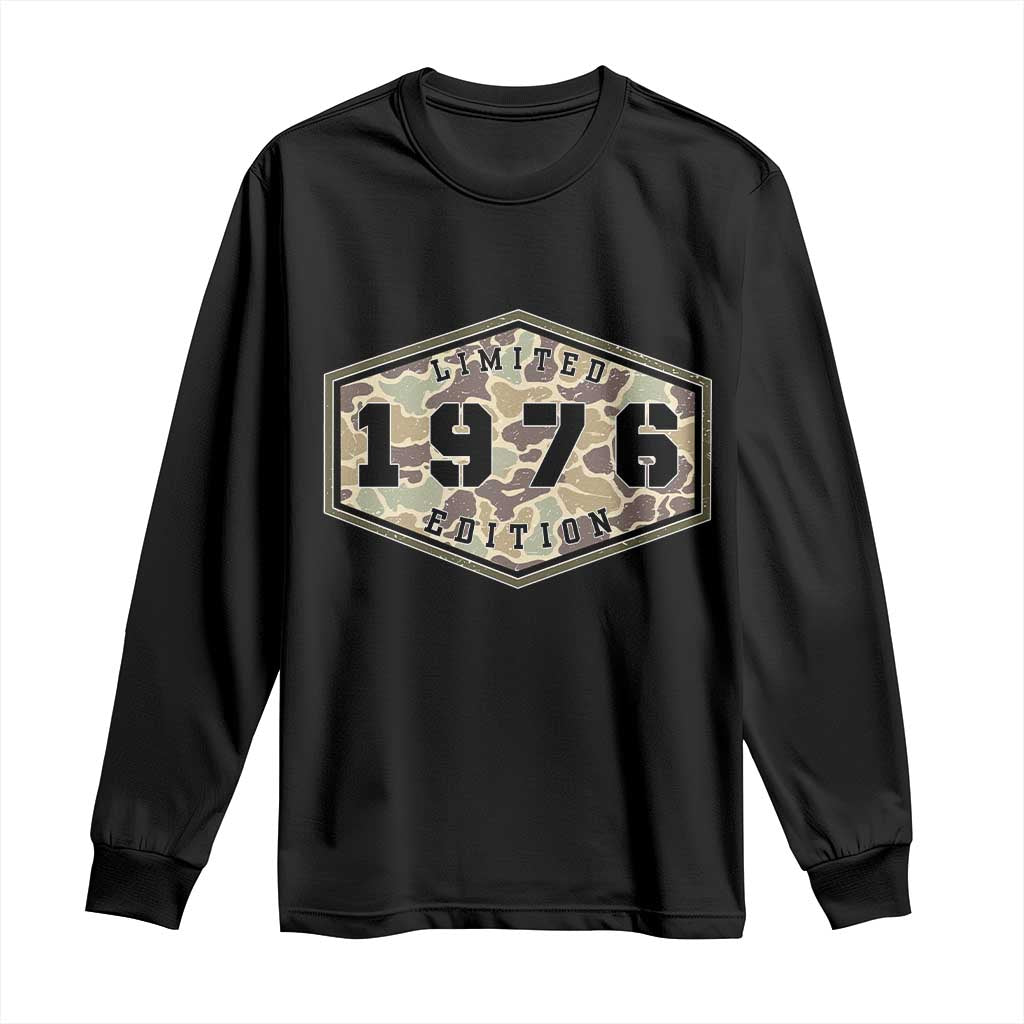 50th Birthday Hunting Long Sleeve Shirt 1976 Limited Edition Vintage Camouflage Gifts For Turning 50 TS11 Black Print Your Wear