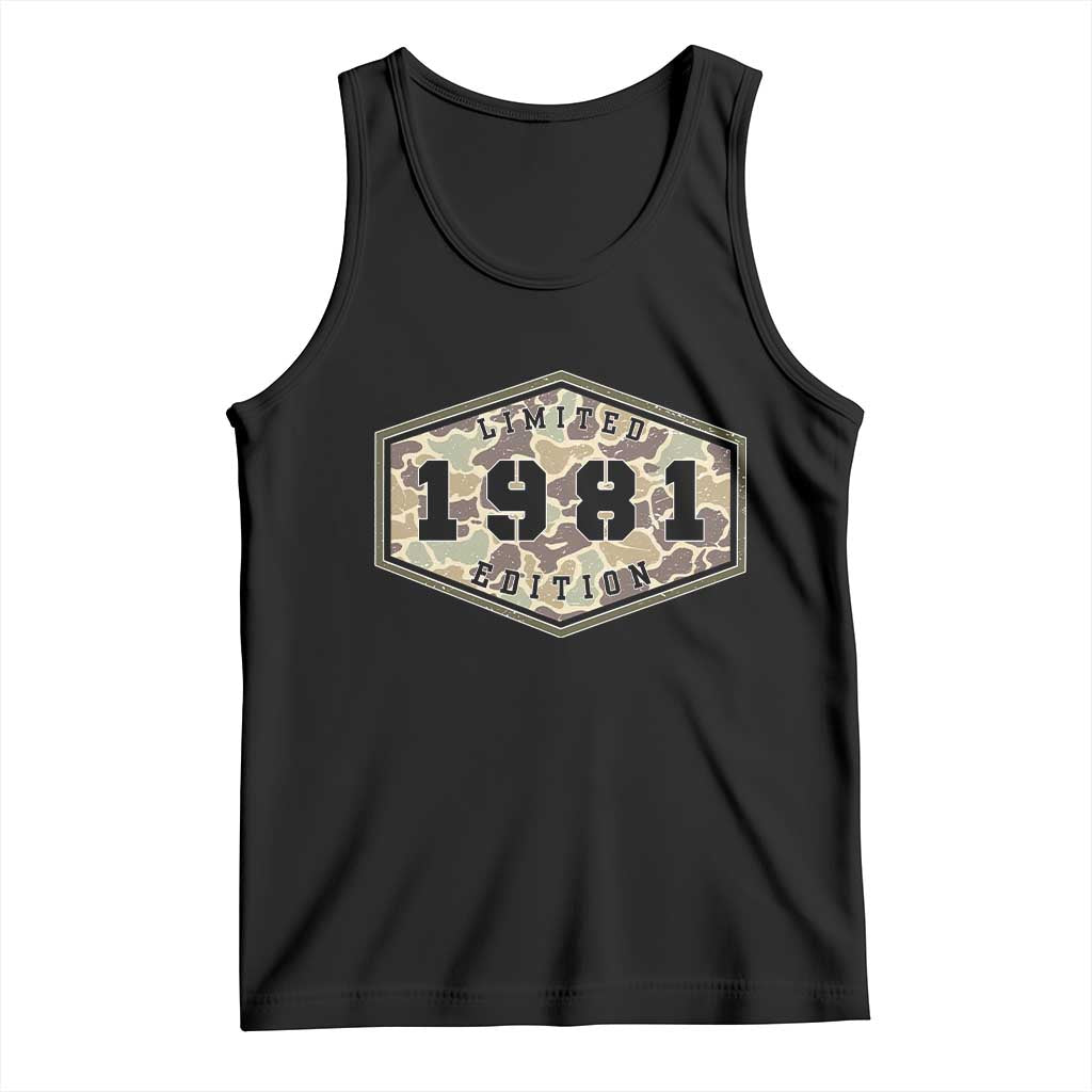 45th Birthday Hunting Tank Top 1981 Limited Edition Vintage Camouflage Gifts For Turning 45 TS11 Black Print Your Wear